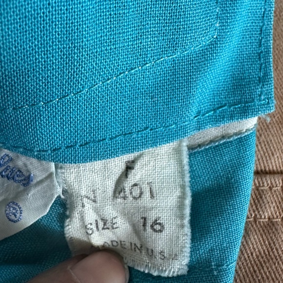 Original Vintage 1956 Sailing Blues Dress linen ribbon detail Sz 8 flawless RARE - Picture 8 of 10